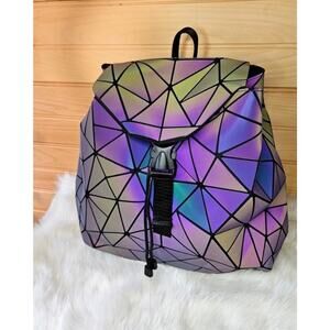 Lumination Geometric Iridescent Backpack Excellent Cond. Multicolor Drawstring